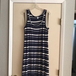 Navy striped maxi dress